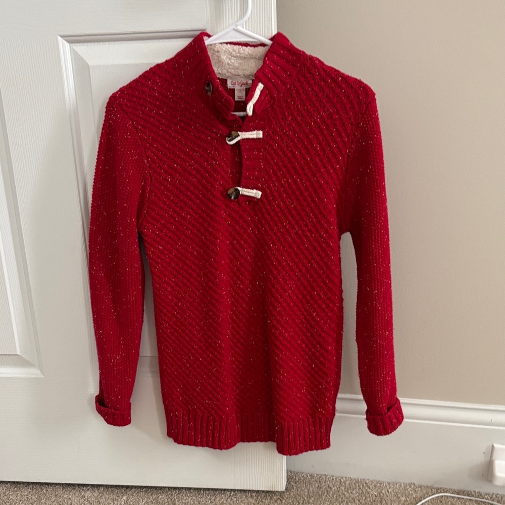 Cozy Red Toggle Sweater - Boys large